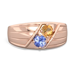 Citrine Men's Streamline 14K Rose Gold ring R0460