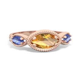 Citrine Milgrain Marquise 14K Rose Gold ring R5700