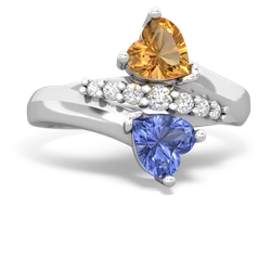 Citrine Heart To Heart 14K White Gold ring R2064