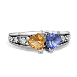 Citrine Heart To Heart 14K White Gold ring R3342