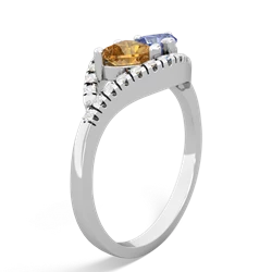 Citrine Mother And Child 14K White Gold ring R3010