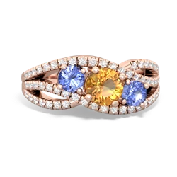 Citrine Three Stone Aurora 14K Rose Gold ring R3080