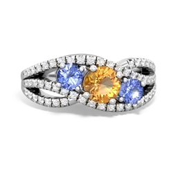 Citrine Three Stone Aurora 14K White Gold ring R3080