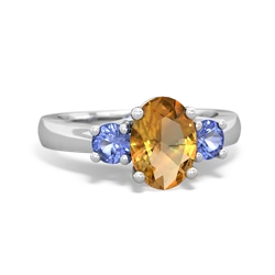 Citrine Three Stone Oval Trellis 14K White Gold ring R4024