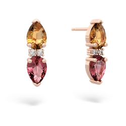 Citrine Bowtie Drop 14K Rose Gold earrings E0865