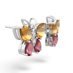 Citrine Butterfly 14K White Gold earrings E2215