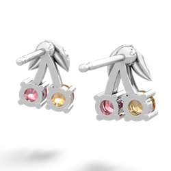 Citrine Sweet Cherries 14K White Gold earrings E7001