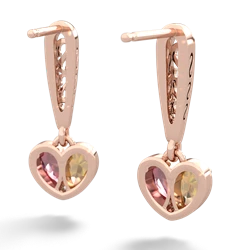 Citrine Filligree Heart 14K Rose Gold earrings E5070