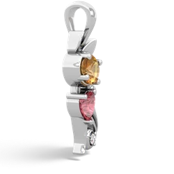 Citrine Kitten 14K White Gold pendant P5780