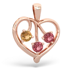 Citrine Glowing Heart 14K Rose Gold pendant P2233