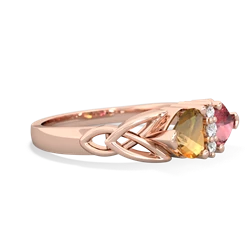 Citrine Celtic Knot Double Heart 14K Rose Gold ring R5040