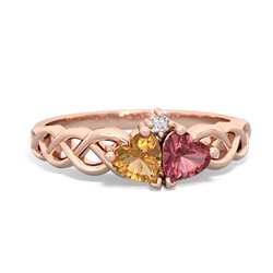 Citrine Heart To Heart Braid 14K Rose Gold ring R5870