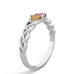 Citrine Heart To Heart Braid 14K White Gold ring R5870