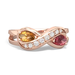 Citrine Diamond Infinity 14K Rose Gold ring R5390