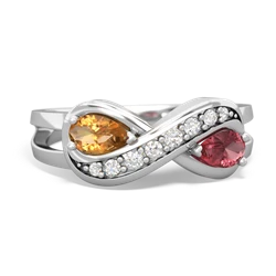 Citrine Diamond Infinity 14K White Gold ring R5390