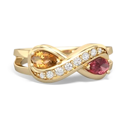 Citrine Diamond Infinity 14K Yellow Gold ring R5390