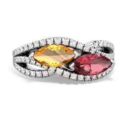 Citrine Diamond Rivers 14K White Gold ring R3070