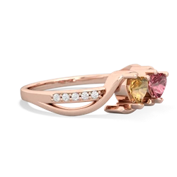 Citrine Side By Side 14K Rose Gold ring R3090