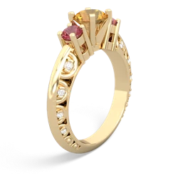 Citrine Art Deco Eternal Embrace Engagement 14K Yellow Gold ring C2003