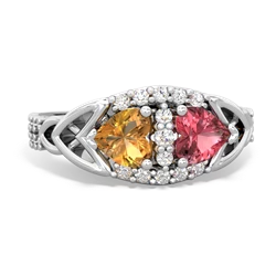 Citrine Sparkling Celtic Knot 14K White Gold ring R2645