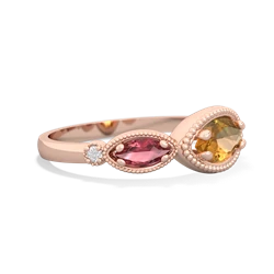 Citrine Milgrain Marquise 14K Rose Gold ring R5700