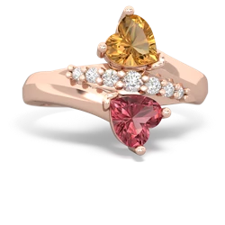 Citrine Heart To Heart 14K Rose Gold ring R2064