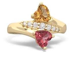 Citrine Heart To Heart 14K Yellow Gold ring R2064