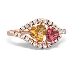 Citrine Mother And Child 14K Rose Gold ring R3010