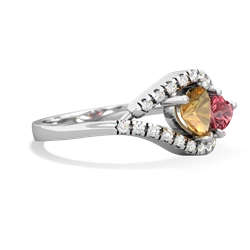 Citrine Mother And Child 14K White Gold ring R3010