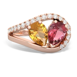 Citrine Nestled Heart Keepsake 14K Rose Gold ring R5650