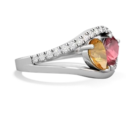 Citrine Nestled Heart Keepsake 14K White Gold ring R5650