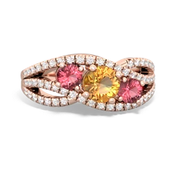 Citrine Three Stone Aurora 14K Rose Gold ring R3080