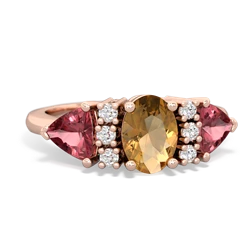 Citrine Antique Style Three Stone 14K Rose Gold ring R2186