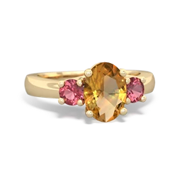 Citrine Three Stone Oval Trellis 14K Yellow Gold ring R4024