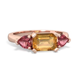 Citrine Three Stone 14K Rose Gold ring R5235