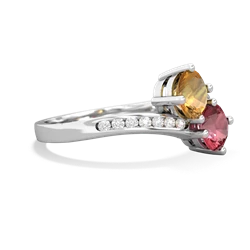 Citrine Channel Set Two Stone 14K White Gold ring R5303