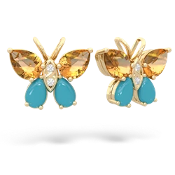 Citrine Butterfly 14K Yellow Gold earrings E2215