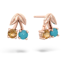 Citrine Sweet Cherries 14K Rose Gold earrings E7001