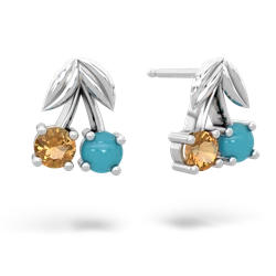 Citrine Sweet Cherries 14K White Gold earrings E7001