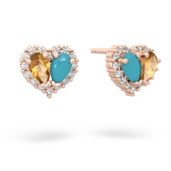 Citrine Halo 14K Rose Gold earrings E7008
