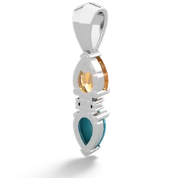 Citrine Bowtie Drop 14K White Gold pendant P0865