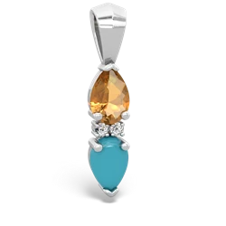 Citrine Bowtie Drop 14K White Gold pendant P0865