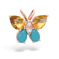 Citrine Butterfly 14K Rose Gold pendant P2215