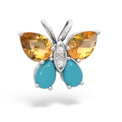 Citrine Butterfly 14K White Gold pendant P2215