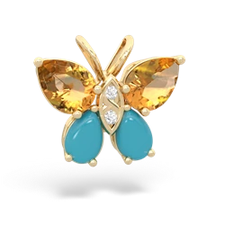 Citrine Butterfly 14K Yellow Gold pendant P2215