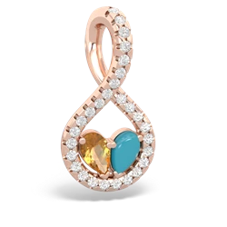Citrine Pave Twist 'One Heart' 14K Rose Gold pendant P5360