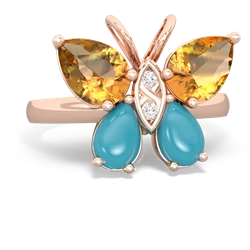 Citrine Butterfly 14K Rose Gold ring R2215