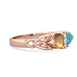 Citrine Celtic Knot Double Heart 14K Rose Gold ring R5040