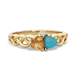 Citrine Heart To Heart Braid 14K Yellow Gold ring R5870