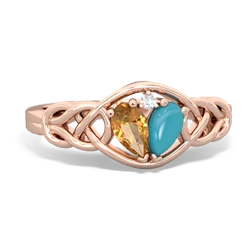 Citrine Celtic Love Knot 14K Rose Gold ring R5420